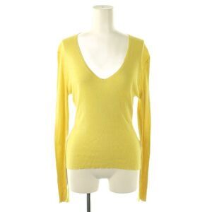 Gucci Knit Cut And Sew Long Sleeve Rib Silk L Yellow NR